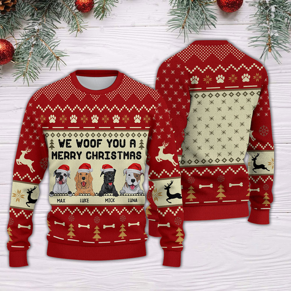 89Customized We woof you a merry christmas Personalized Sweater