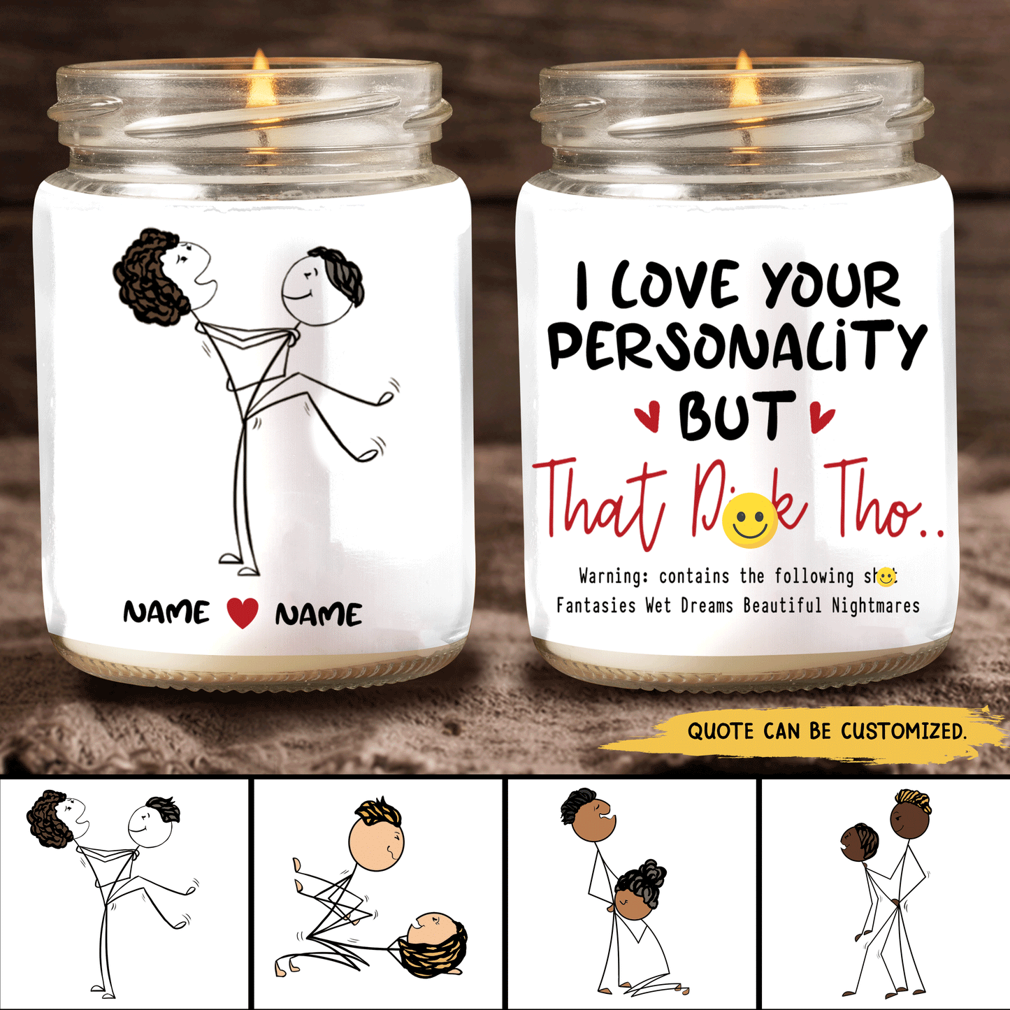 89Customized Funny | Naughty | Dirty | Mature Gift | Stick Couple | Personalized Candle
