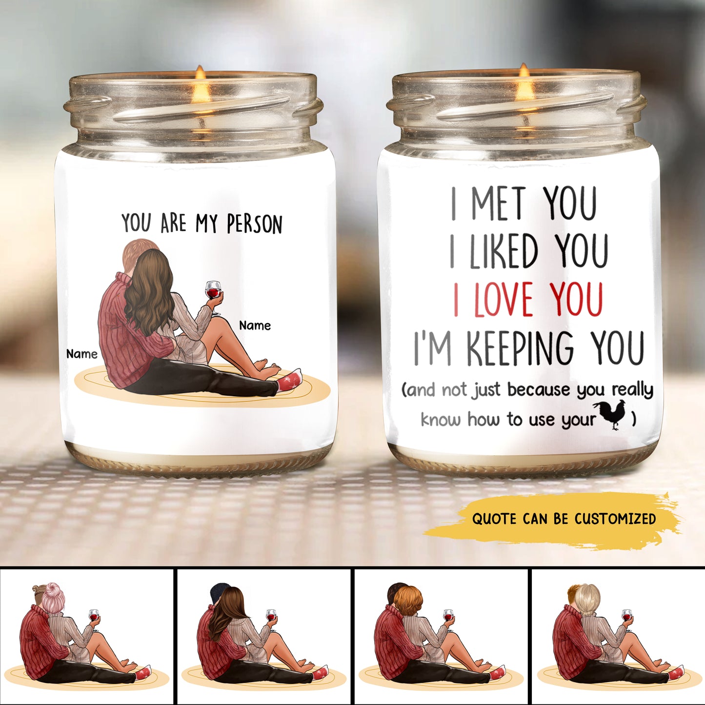89Customized I love you with all my blah blah let's get n*ked Couple Personalized Candle