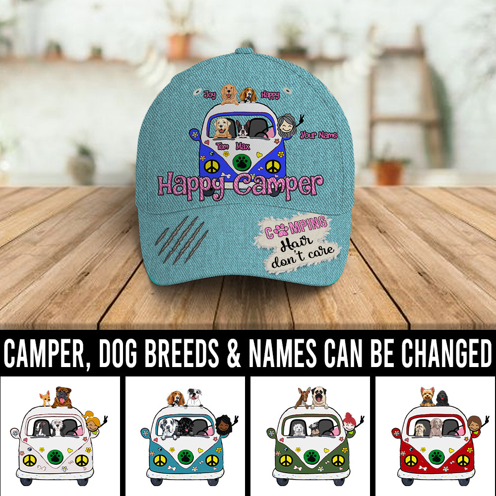89Customized Personalized Cap Camping Happy Camper Dog