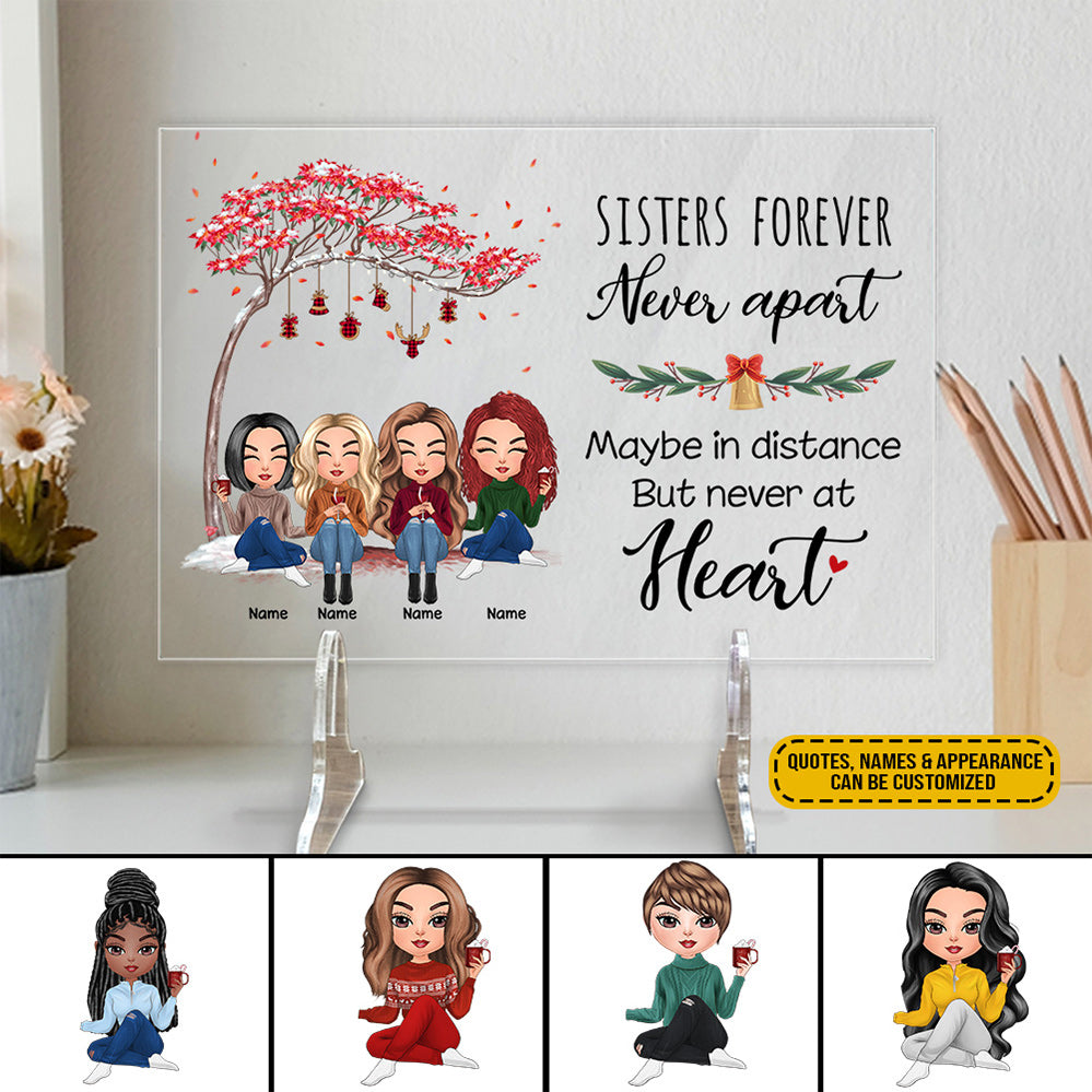 89Customized Sisters forever never apart maybe in distance but never at heart Personalized Spotify Frame