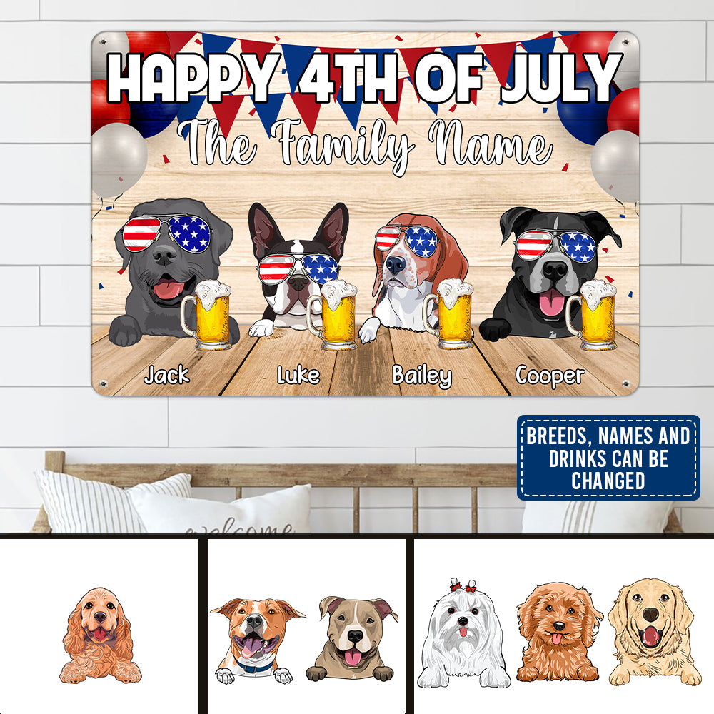 89Customized Happy 4th Of July Dogs Personalized Printed Metal Sign