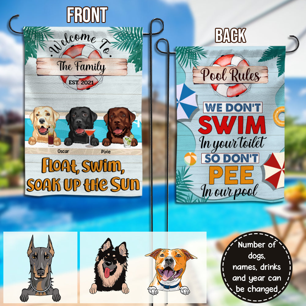 89Customized Welcome To The Family's Pool Personalized 2 Sided Flag