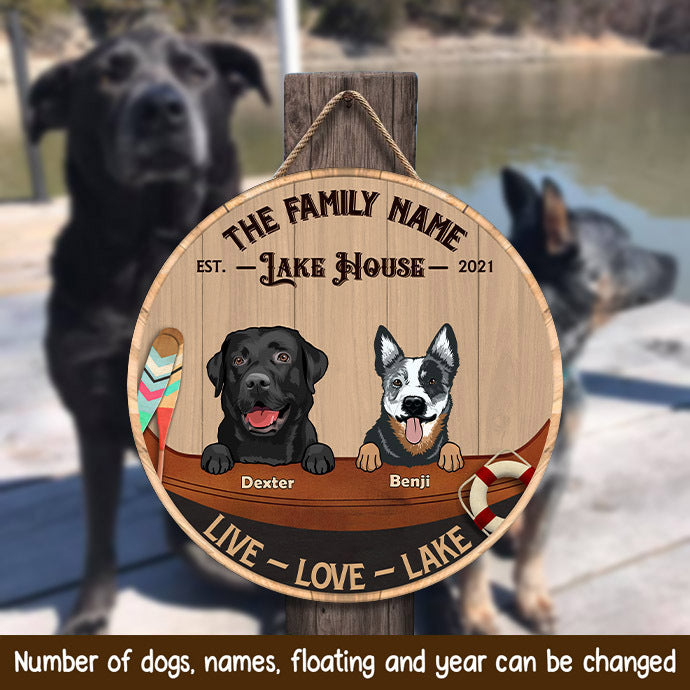 89Customized Dogs Lake House Personalized Wood Sign
