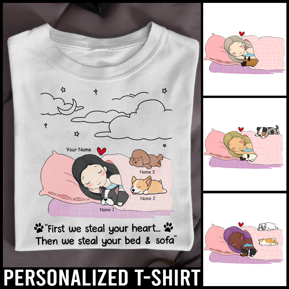 89Customized Personalized Shirt Dog Mom We Steal Your Bed & Sofa