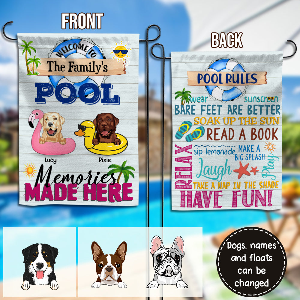 89Customized Dogs Pool Rules Personalized 2 Sided Flag