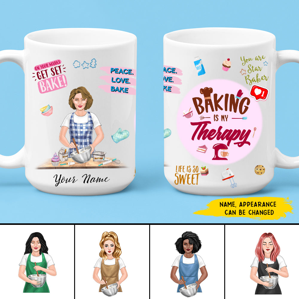 89Customized Baking Is My Therapy Personalized Mug