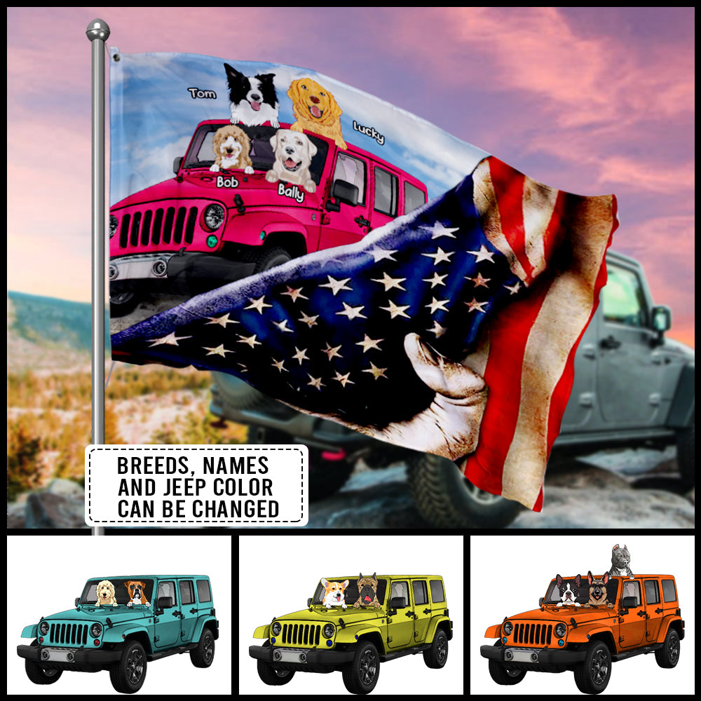 89Customized American Jeep Dogs/Cats Personalized House Flag