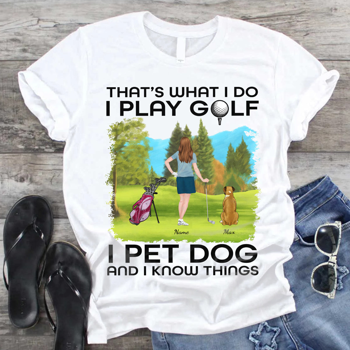 89Customized Golf woman with dog Customized Shirt