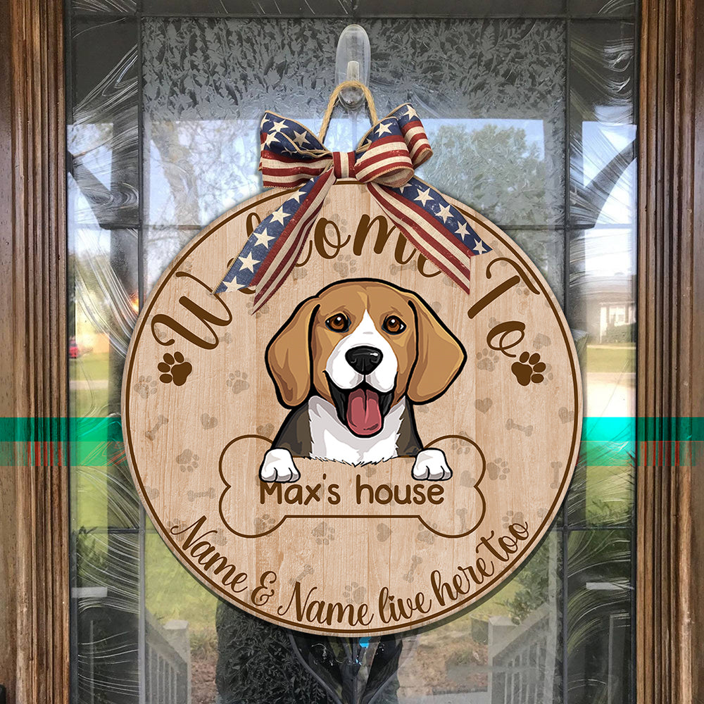 89Customized Welcome to dog's house personalized wood sign
