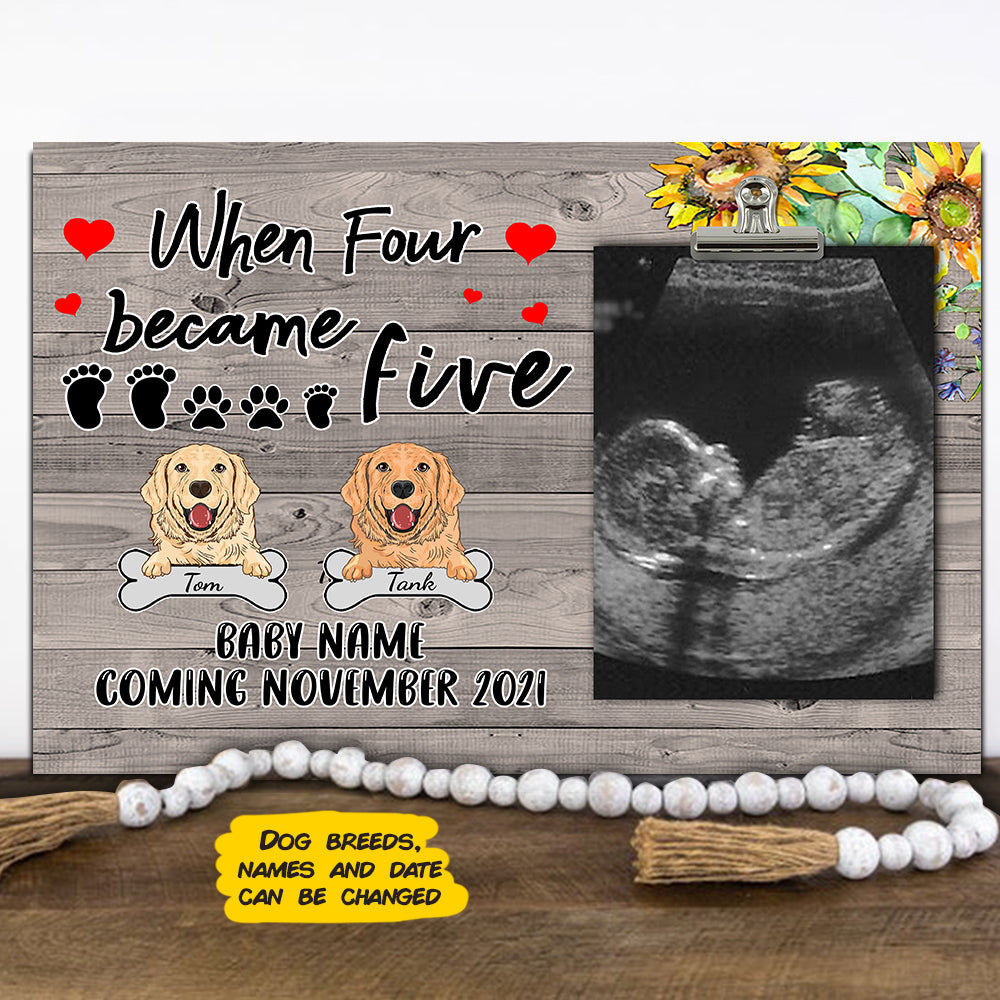 89Customized When three became four annoucement gift personalized photo clip frame