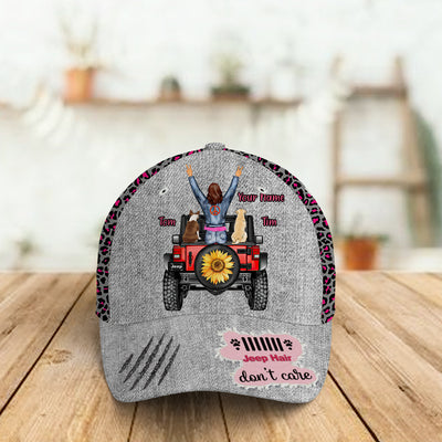 89Customized Personalized Cap Jeep Hair Don't Care Girl Dog Back