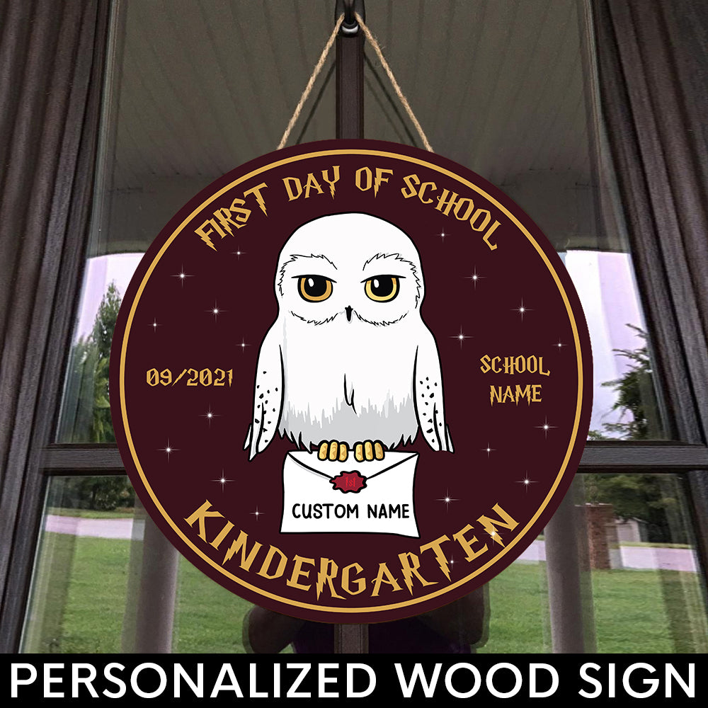 89Customized First day of school letter personalized wood sign