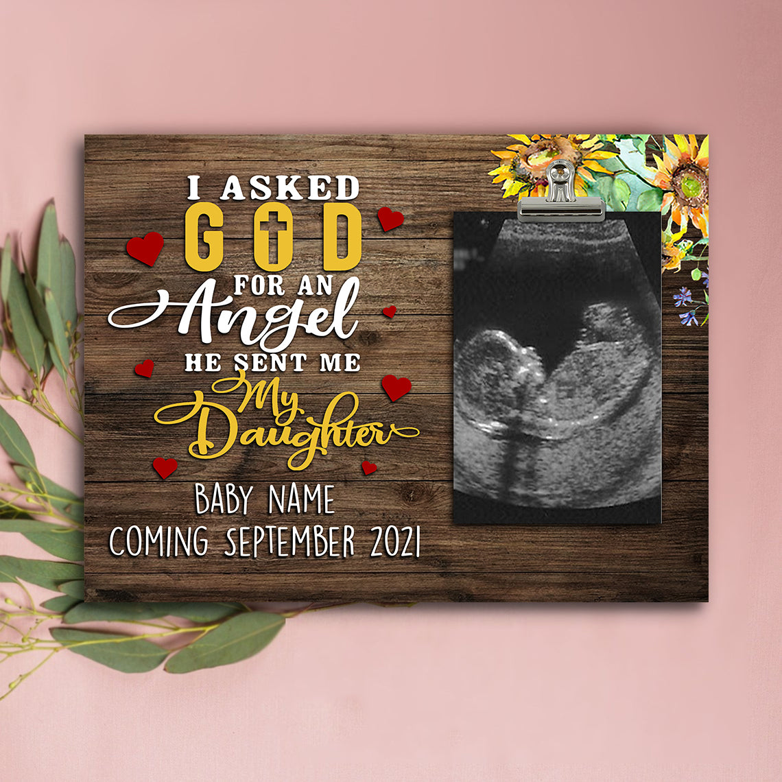 89Customized I asked god for an angel he sent me my daughter/son personalized photo clip frame