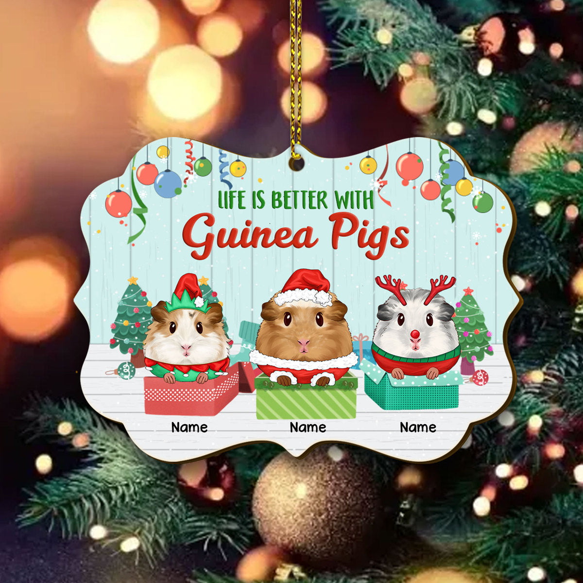 89Customized Life is better with Guinea Pigs Personalized Ornament