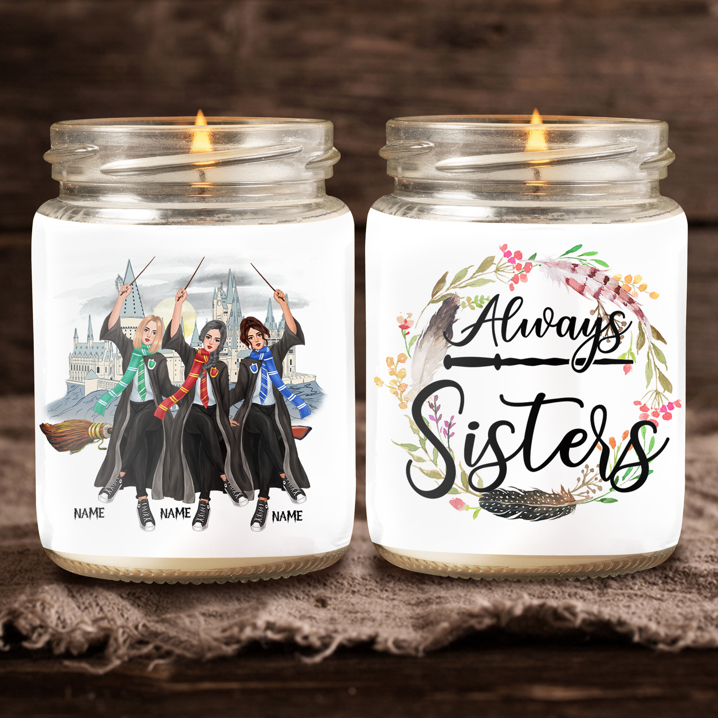 89Customized Always Sisters Wizard Best Friends Personalized Candle