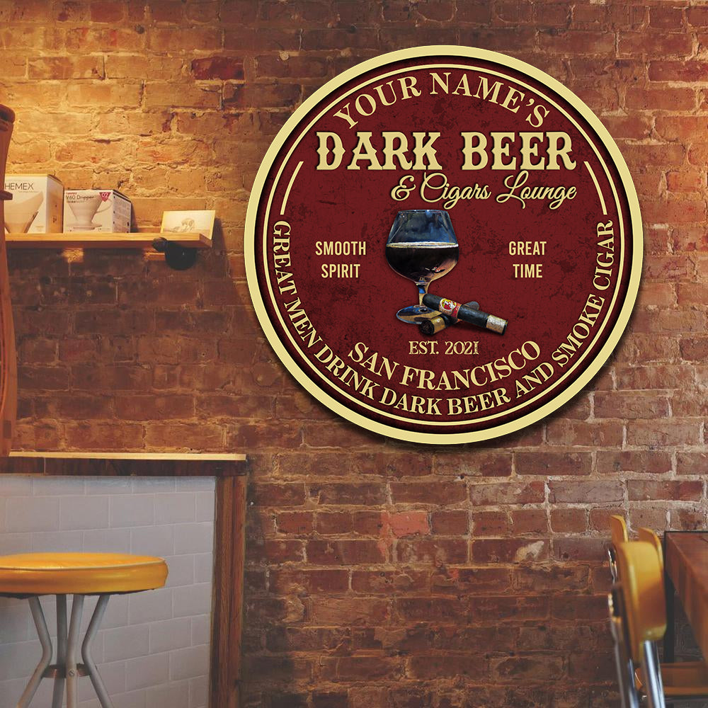89Customized Great men drink dark beer and smoke cigars personalized wood sign