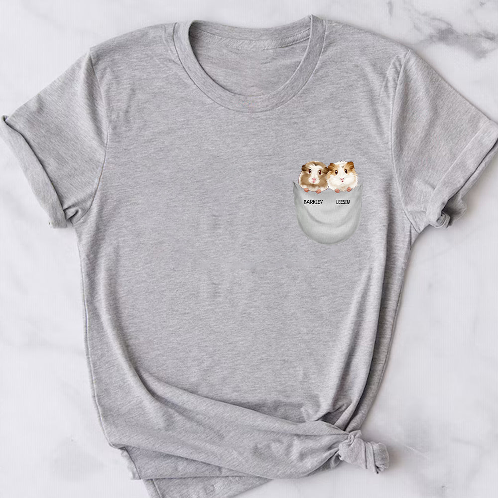 89Customized Peeking Guinea Pig Personalized 3D Pocket Shirt