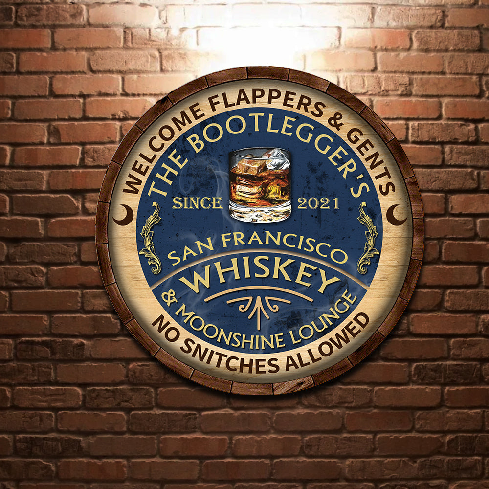 Whiskey & Moonshine Lounge Customized Wood Sign