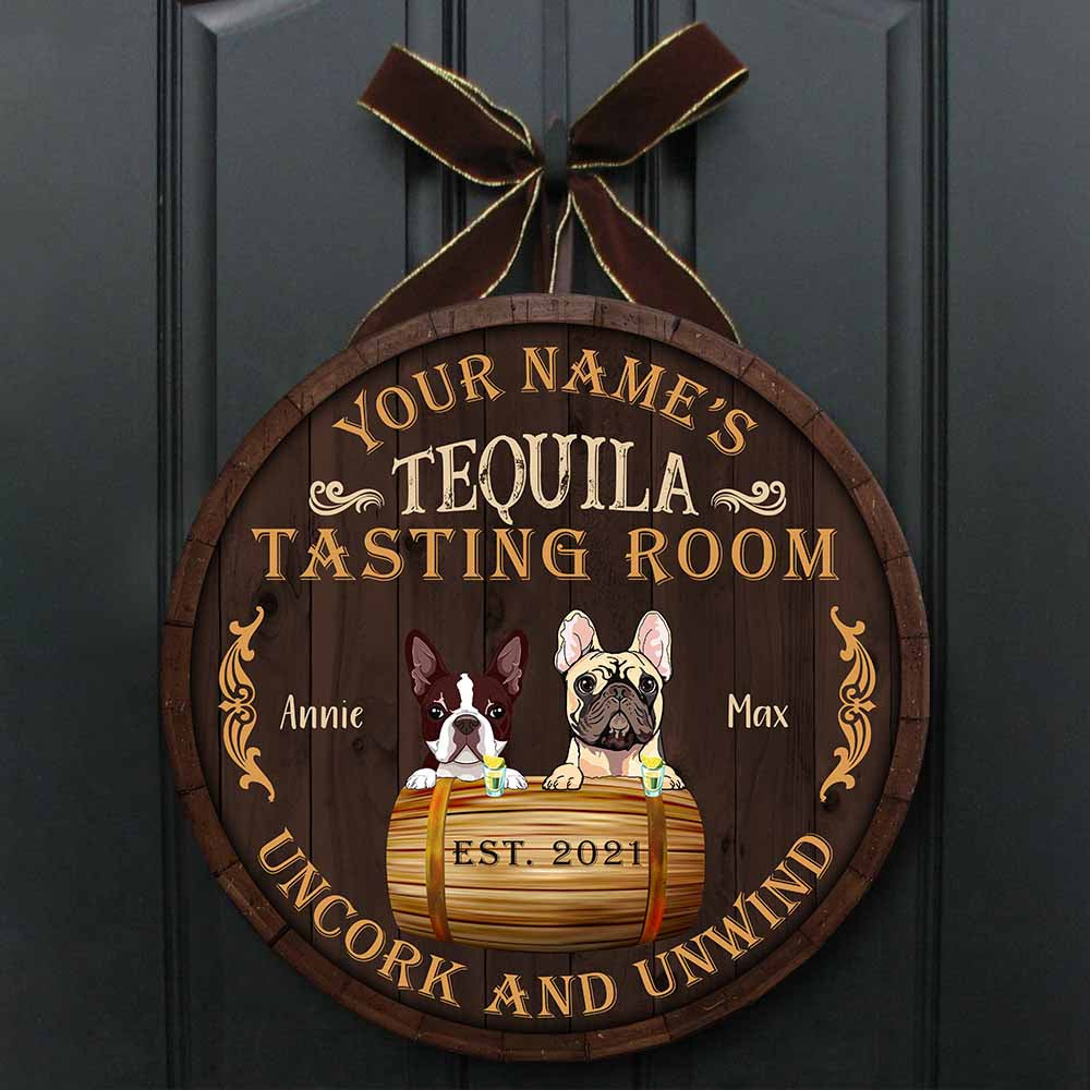 89Customized Tequila tasting room dog and cat Customized Wood Sign
