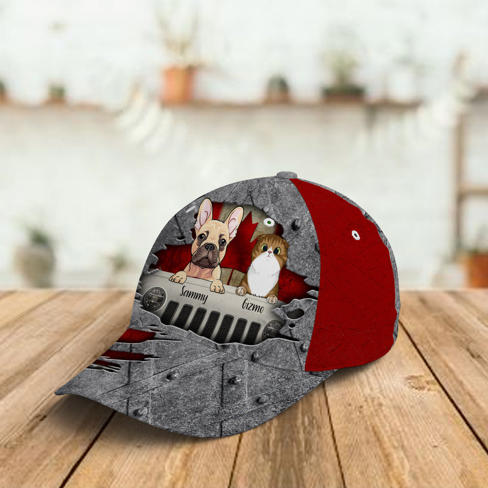 89Customized Personalized Cap Jeep Dog Canadian Flag