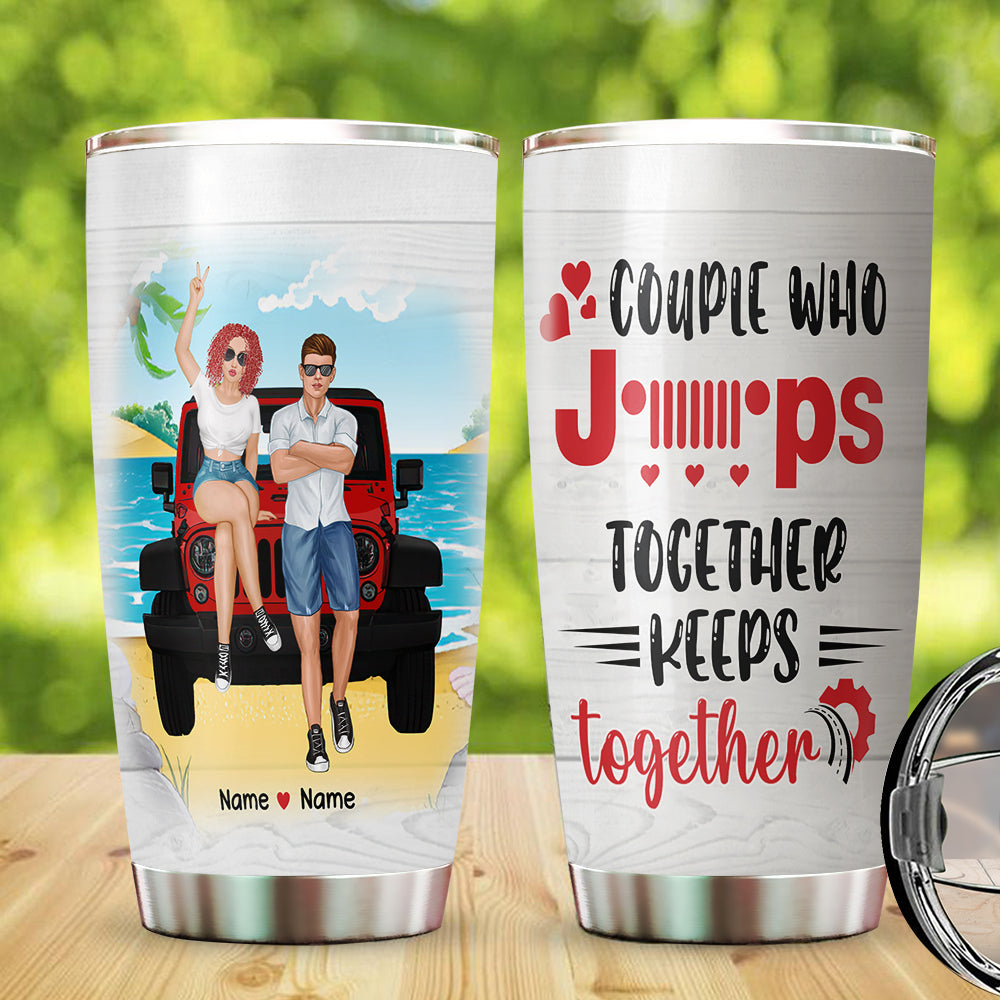 89Customized The Couple Who Jeeps Together Keeps Together Personalized Tumbler