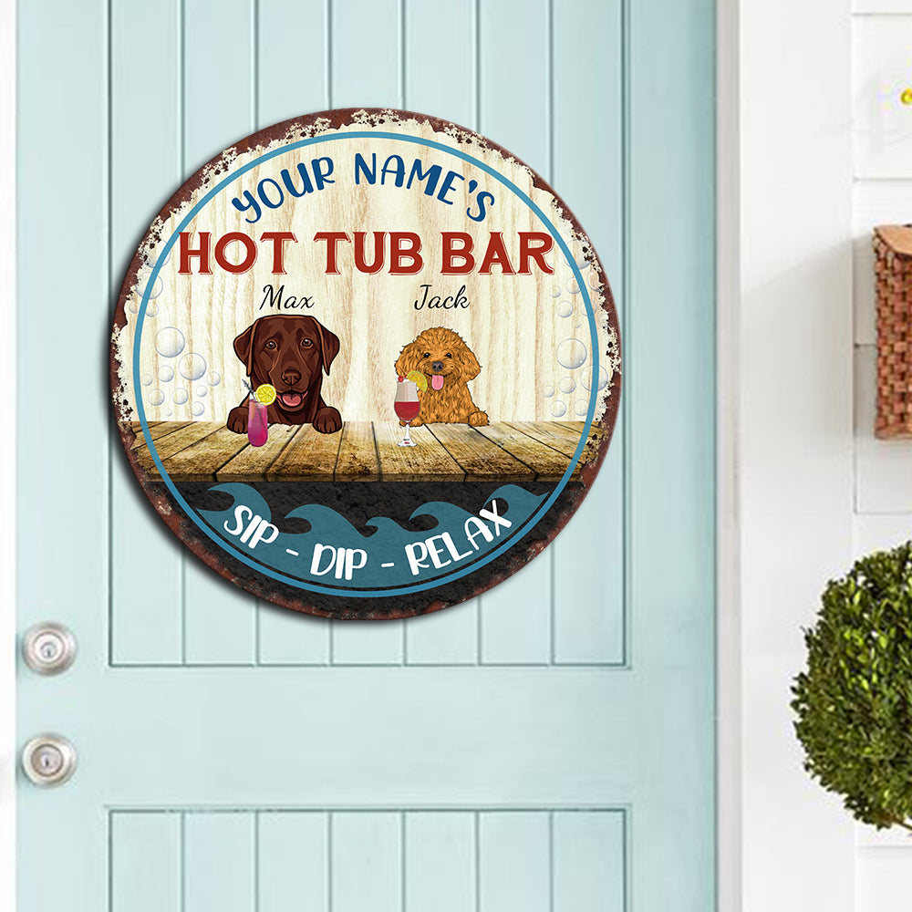 89Customized Personalized Wood Sign Hot Tub Bar Sip Dip Relax Dog