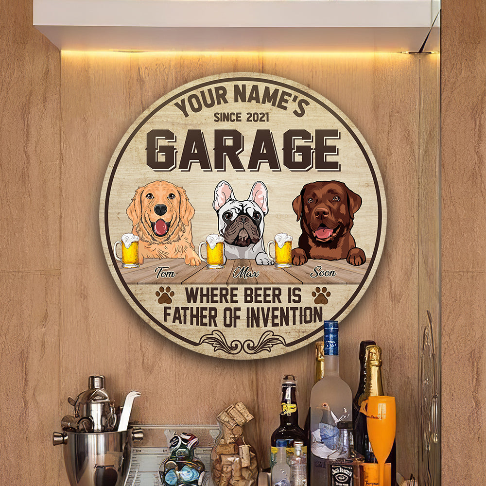 89Customized Garage Where beer is father of invention Customized Wood Sign