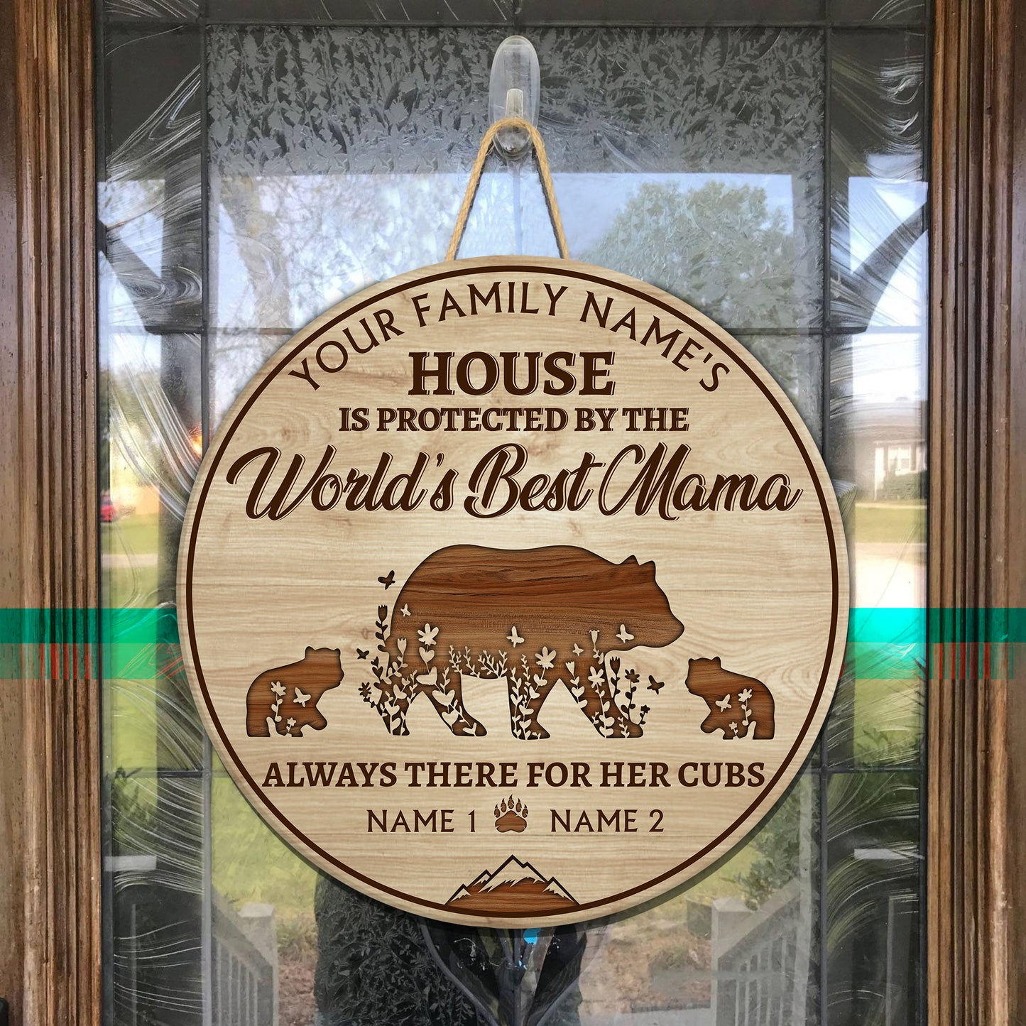 89Customized Personalized Wood Sign Family World's Best Mama Bear