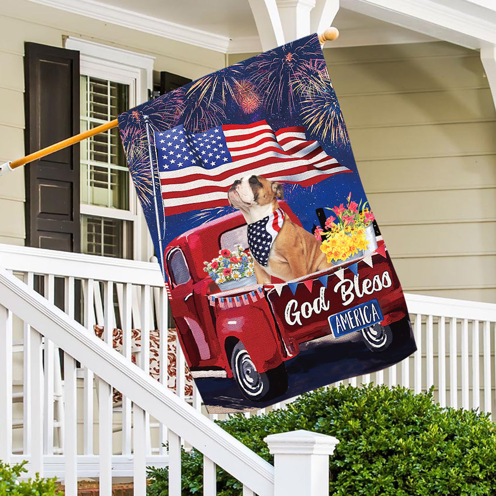 89Customized Patriot Dog 4th of July God bless America Customized Garden Flag