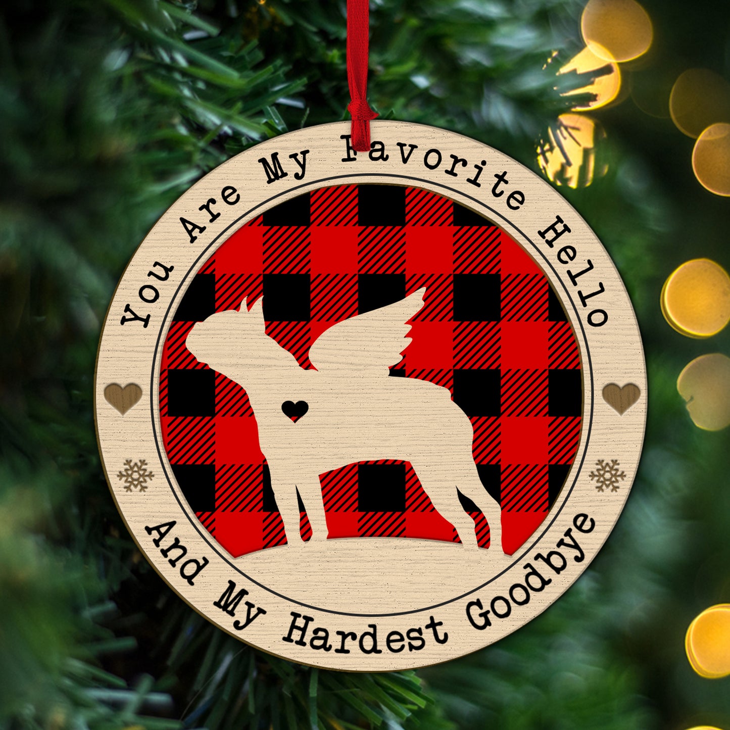 89Customized Angel Dog Silhouette Personalized 2 Layered Wooden Ornament - Christmas Gift For Dog Lovers