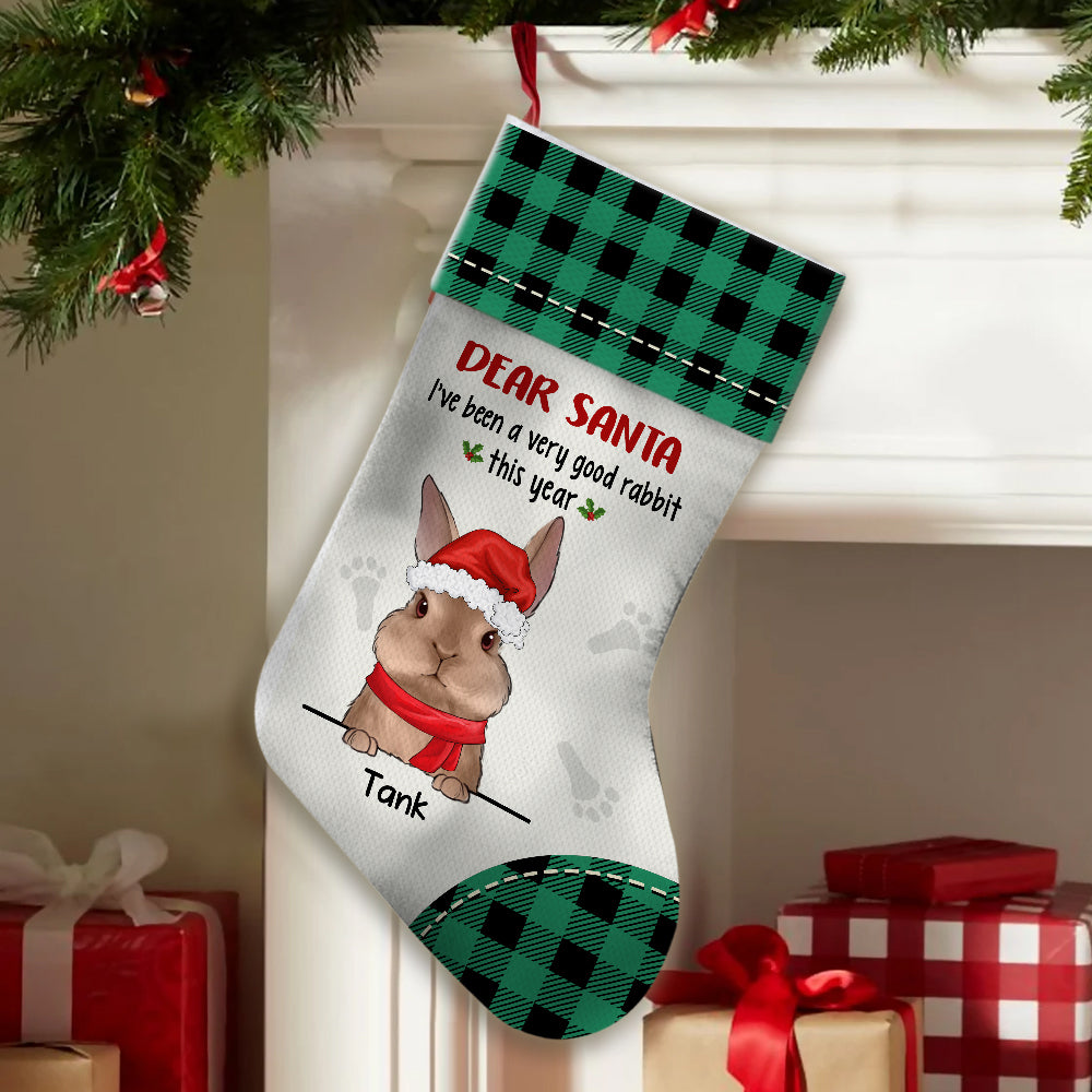 89Customized Dear Santa Rabbit Lovers Personalized Christmas Stocking