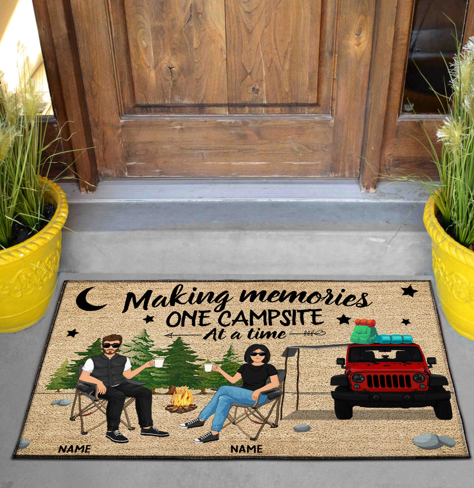 89Customized Making memories one campsite at a time camping Jeep personalized doormat