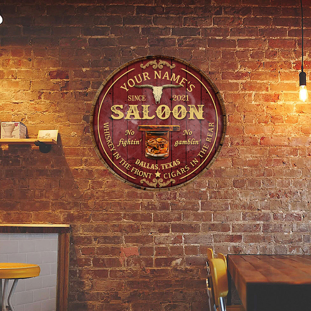 89Customized Saloon Whiskey in the front Cigars in the rear Customized Wood Sign