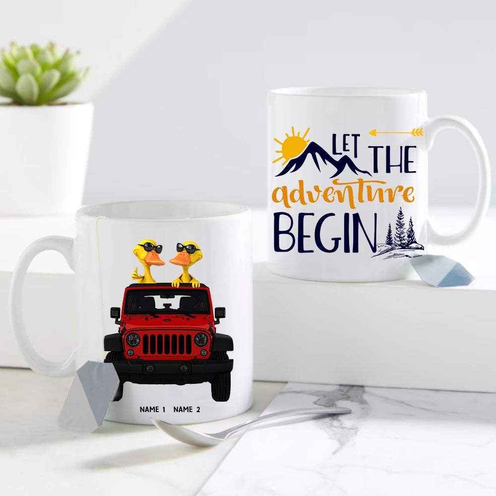 89Customized Let the adventure begin Jeep Ducks Customized Mug