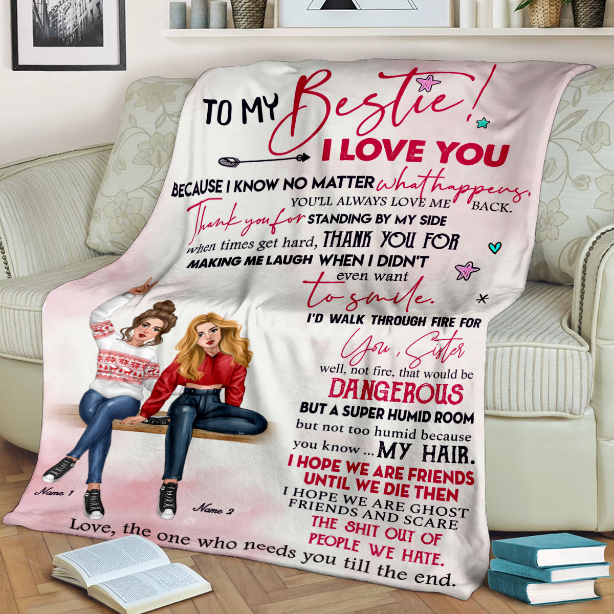 89Customized To My Bestie Personalized Fleece Blanket