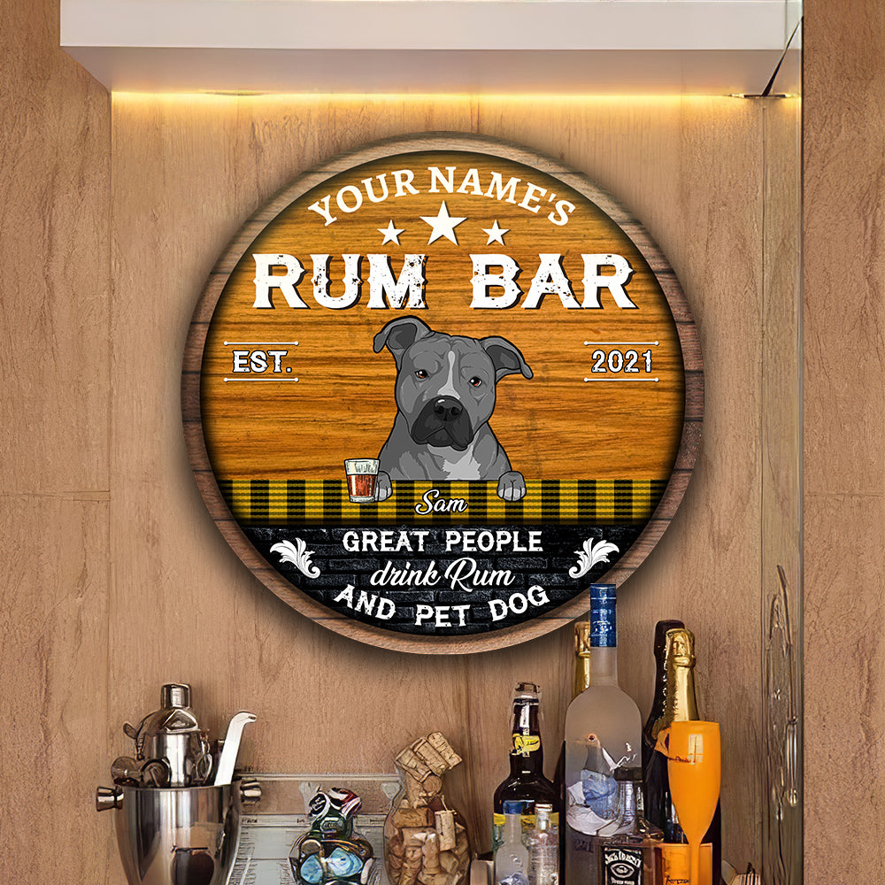 89Customized Great people drink rum and pet dogs Customized Wood Sign