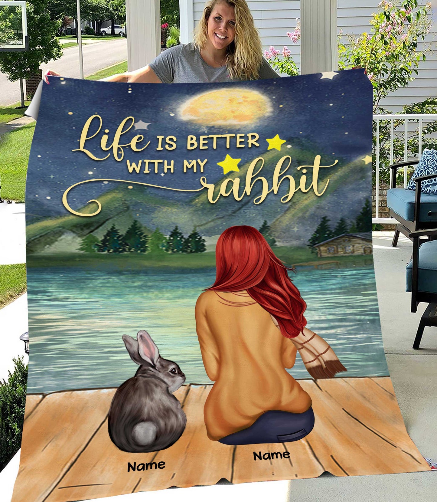 89Customized Life is better with my rabbits Rabbit Lovers Personalized Blanket