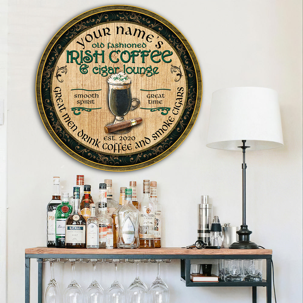 89Customized Irish Coffee & Cigar Lounge Customized Wood Sign