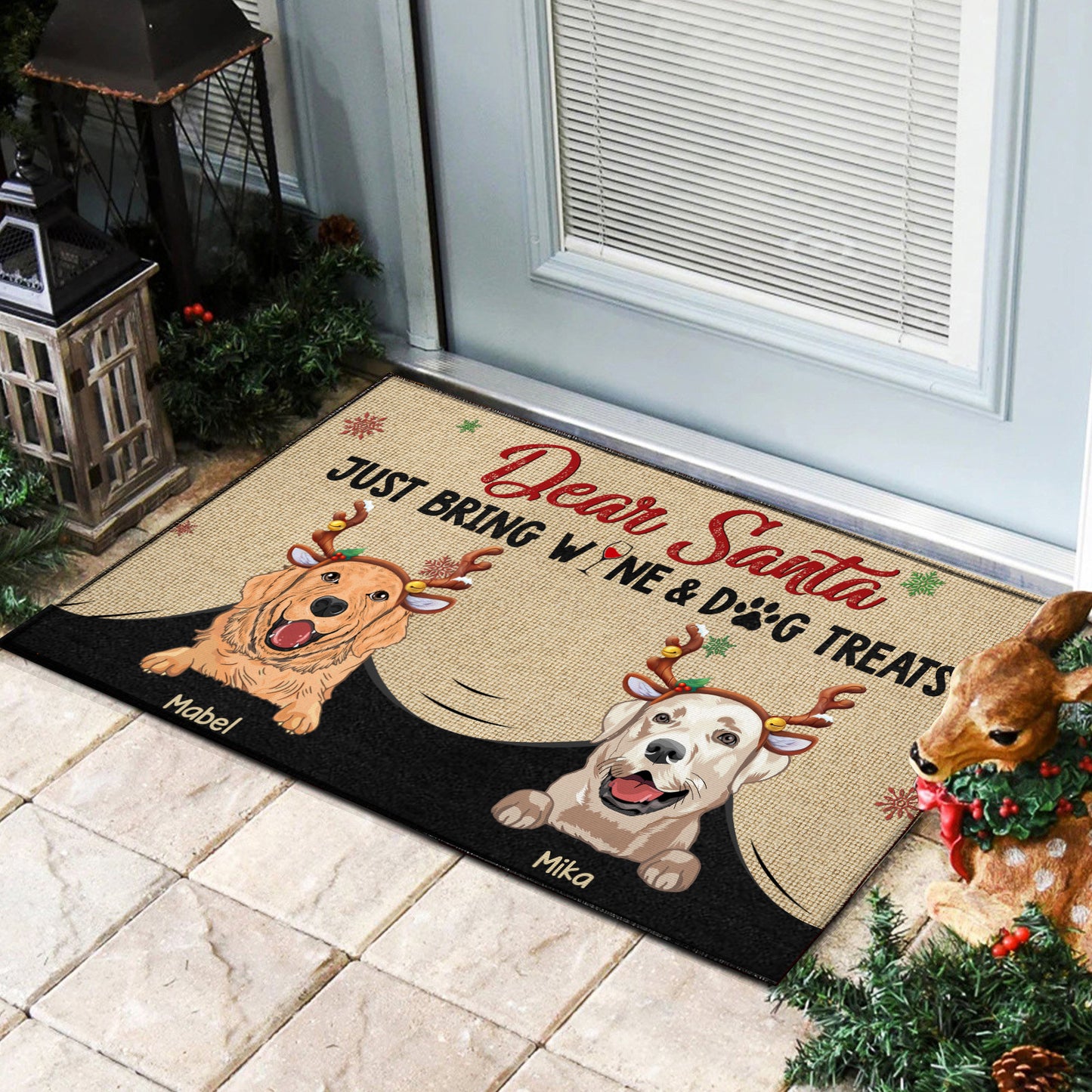 89Customized Dear Santa Just Bring Wine And Dog Treats - Personalized Doormart