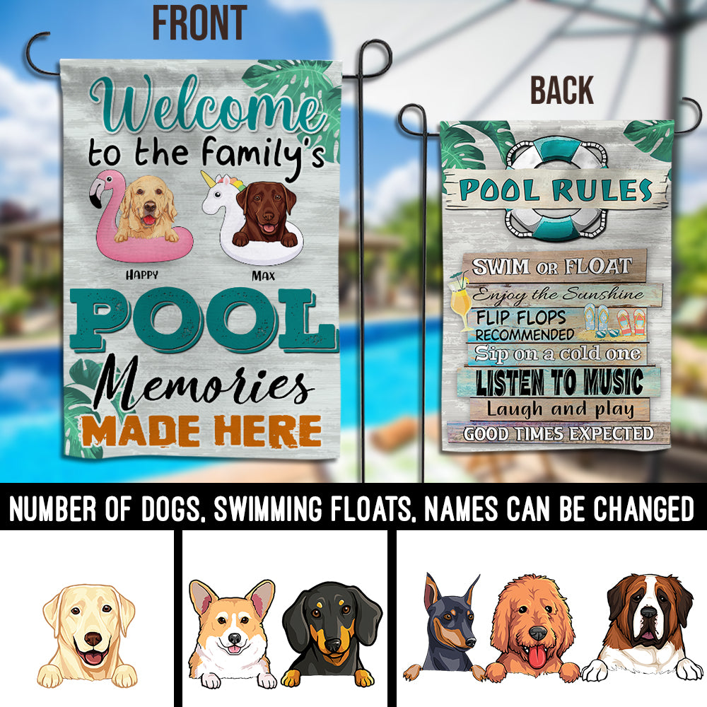 89Customized Pool Rules Personalized Dogs 2 Sided Flag 2