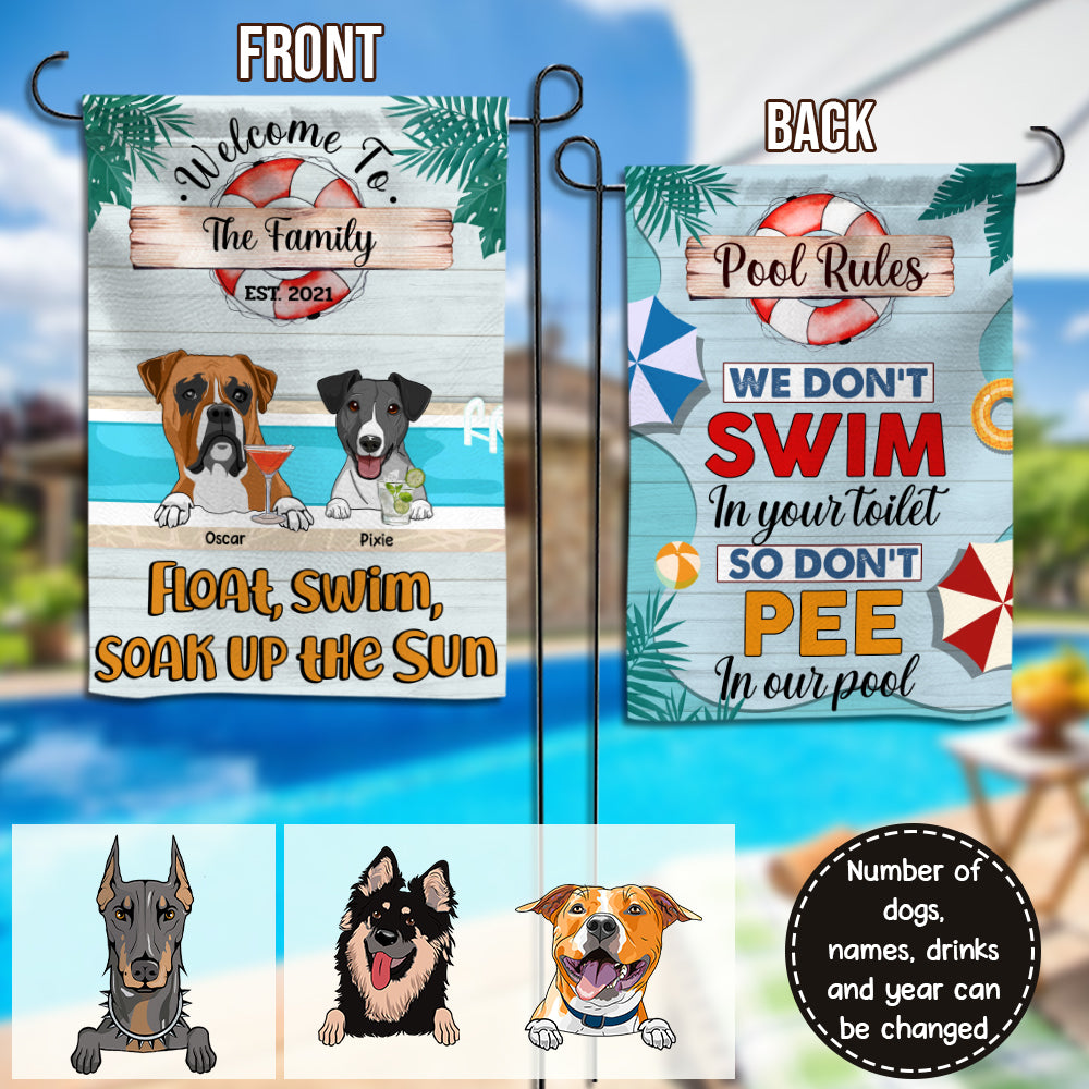 89Customized Welcome To The Family's Pool Personalized 2 Sided Flag