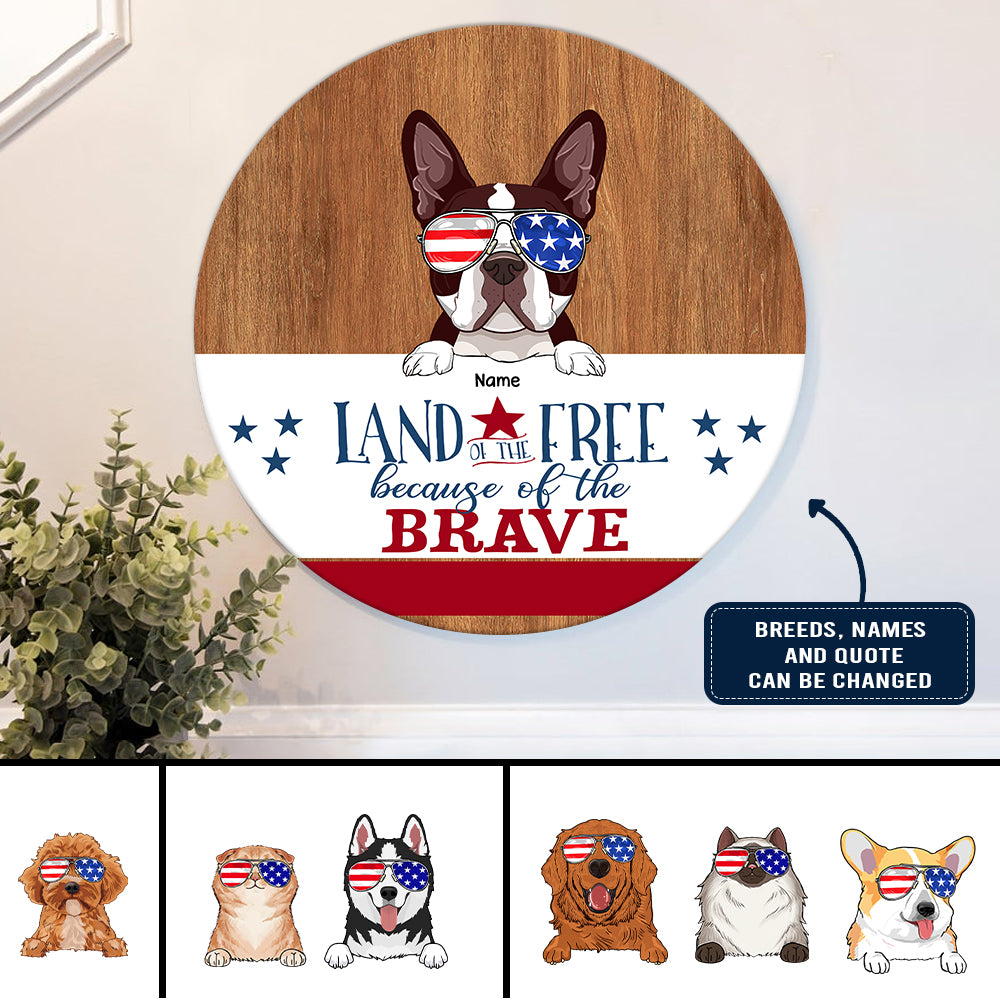 89Customized God Bless America Cats And Dogs Personalized Wood Sign