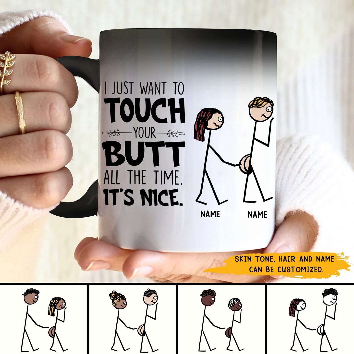 89Customized Just in case no one told you today Good morning You're amazing Nice butt Funny Couple Personalized Mug