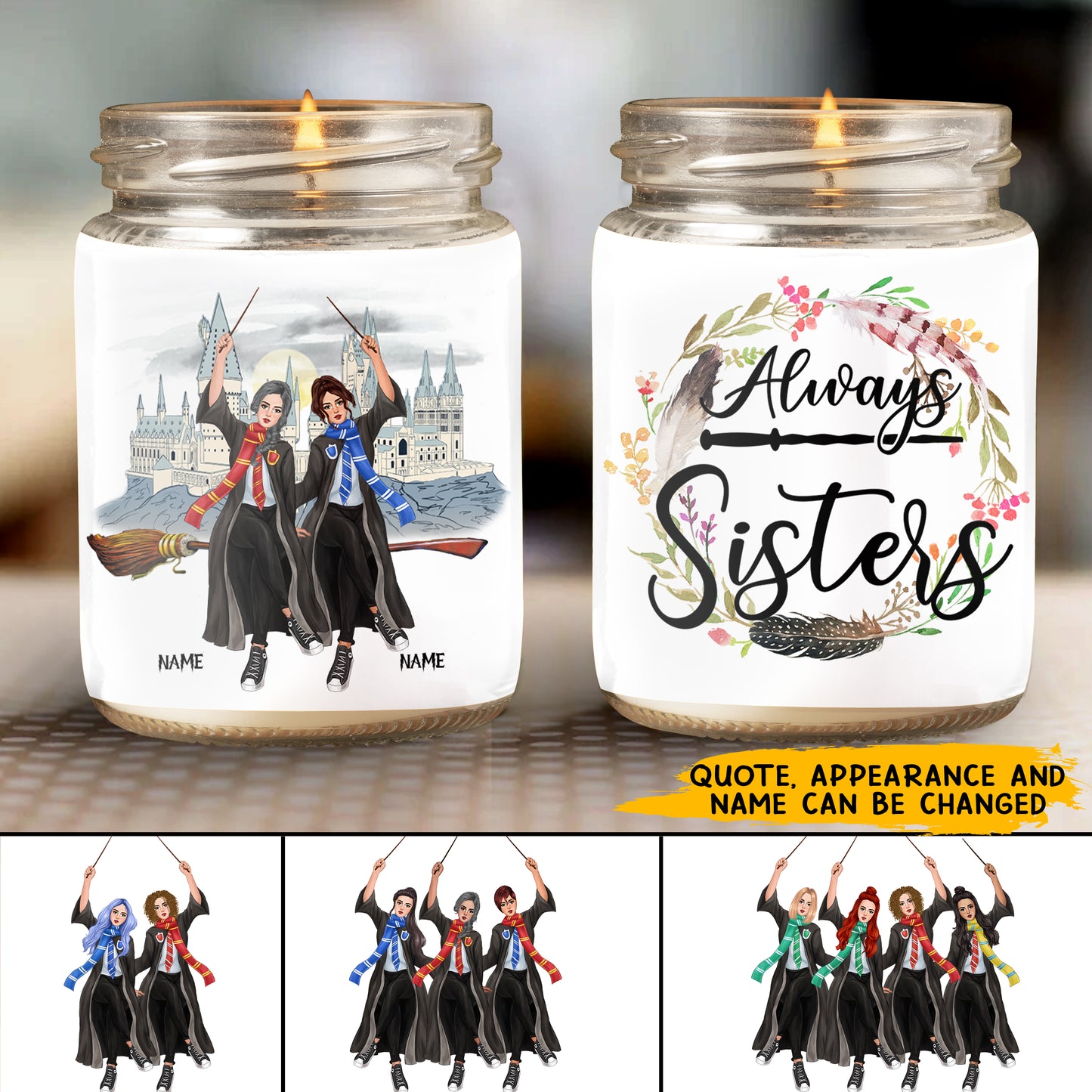 89Customized Always Sisters Wizard Best Friends Personalized Candle