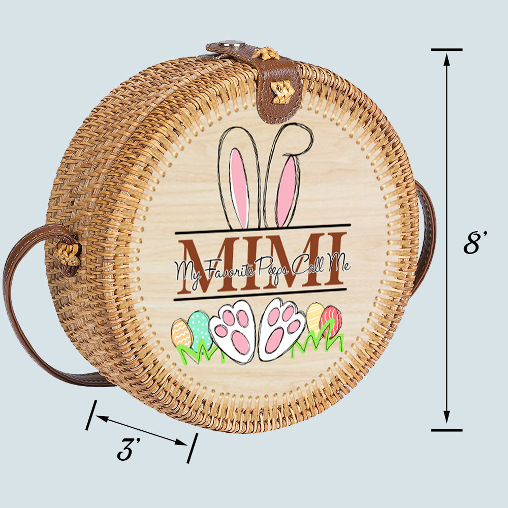 89 Customeized My favorite peeps call me Mimi personalized rattan straw bag