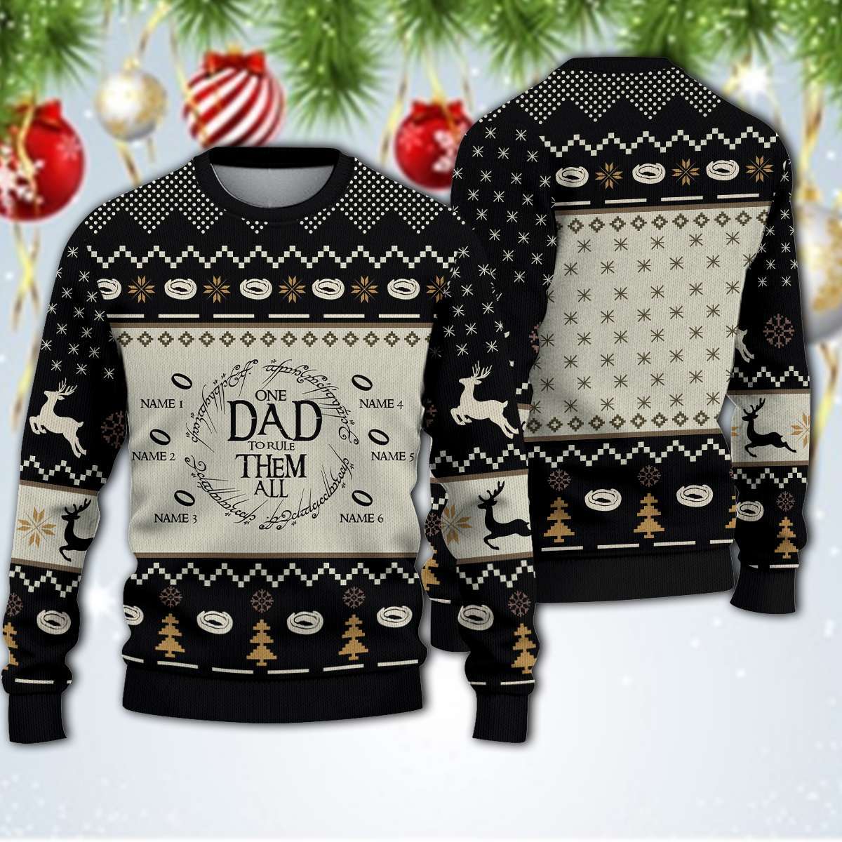 89Customized One dad to rule them all personalized ugly sweater