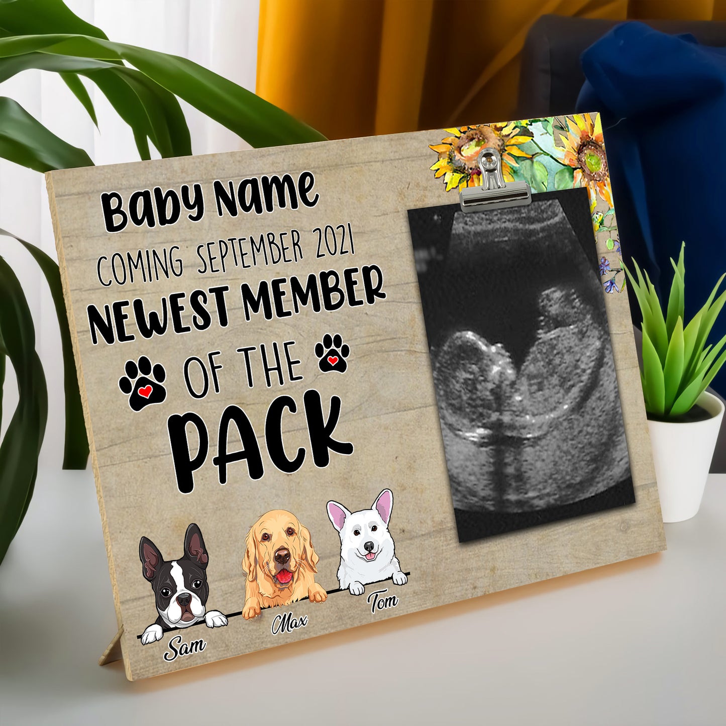89Customized Newest member of the pack personalized photo clip frame