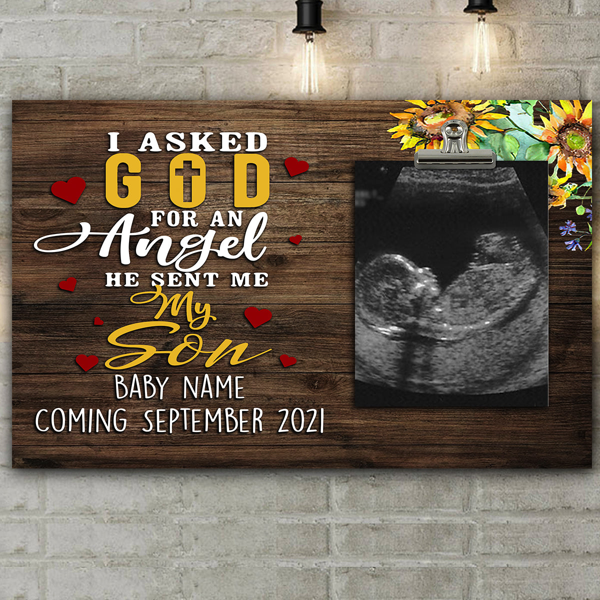 89Customized I asked god for an angel he sent me my daughter/son personalized photo clip frame