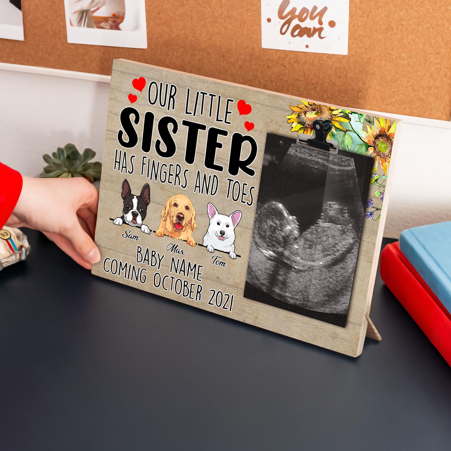 89Customized Our little sister/brother has fingers and toes personalized photo clip frame